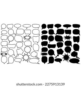 Speech bubbles icon vector set.  Cartoon balloon illustration sign collection. Chat symbol or logo.