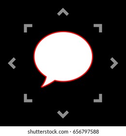 Speech Bubbles Icon. Vector. White icon in gray focus like mandala on black background.