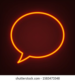 Speech Bubbles Icon. Yellow, orange, red neon icon at dark reddish background. Illumination. Illustration.