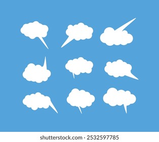 Ícones de balões de fala rabiscar estilo minimalista caixa de texto de nuvem definir azul preto e desenhado caixa de texto azul caixa de comentário ilustração de coleção múltipla