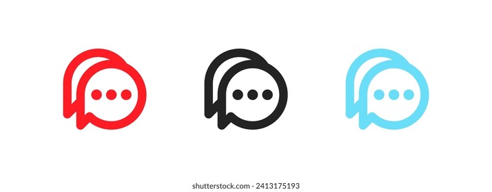 Speech bubbles icons. Flat, color, set of message buttons, message bubble buttons icons. Vector icons