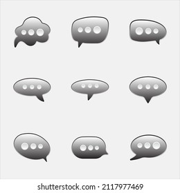 Los iconos de las burbujas de voz están configurados. Notificación de discurso de conversación. Ilustración vectorial aislada para el chat en estilo plano.