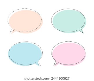 Speech bubbles icons set for comics. Colorful callout clouds cartoon illustrations. Vector illustrations collection. Cartoon words balloons for Comic book.