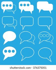  Speech bubbles icons set on blue background vector illustration 