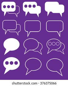  Speech bubbles icons set on purple background vector illustration 