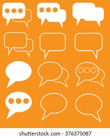  Speech bubbles icons set on orange background vector illustration 