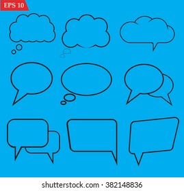 Speech bubbles icons set on blue background.Vector illustration
