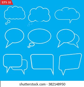  Speech bubbles icons set on blue background.Vector illustration