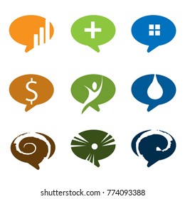 Speech bubbles icons, vector set of communication signs. logo template set
