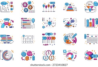 Burbujas De Discurso Y Ilustraciones Infográficas. Pictograma moderno perfecto en trazo editable.