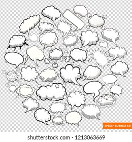 Speech bubbles isolated on transparent background vector illustration