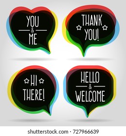 Speech bubbles isolated on white background. Vector modern talk or dialog bubble icons like welcome sign for business design