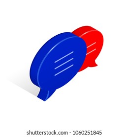 Speech bubbles Isometric 3d isolated on white background. Vector Illustration.