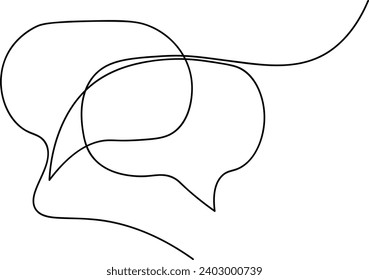 Las burbujas de voz alinean el arte de una línea de dibujo continuo. Estilo lineal simple. Diálogo, chat, idea de icono de globo en la nube. Doodle. Ilustración vectorial.