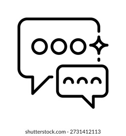 Icono de línea de burbujas de voz, símbolo de contorno para el diálogo de chat, Comentarios de usuario, discusión de grupo, mensajería instantánea e interacción social. Icono de signo de Vector.