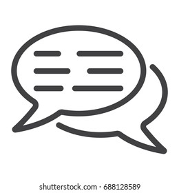 Speech bubbles line icon, seo and development, chat sign vector graphics, a linear pattern on a white background, eps 10.