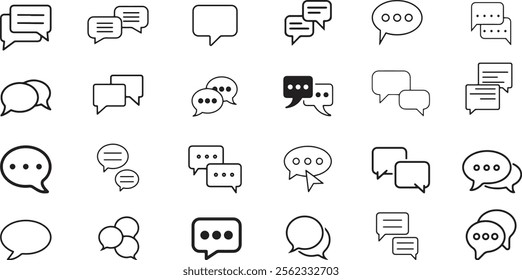 Speech bubbles line icon. Simple Chat Bubble icons. Talk speech bubble icon. Chat icon. Blank empty bubbles design elements. Speech clouds chat bubble icon. Message box communication.