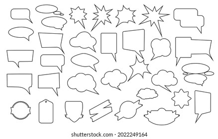 Speech bubbles line icons. Hand drawn simple speech bubble symbol. Vector Illustration