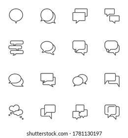 Speech bubbles line icons set, outline vector symbol collection, linear style pictogram pack. Signs, logo illustration. Set includes icons as chat message, forum comment, dialog conversation