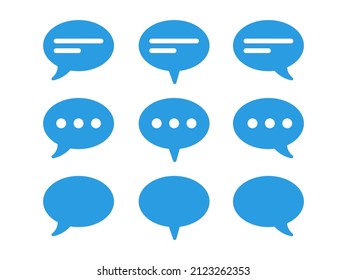 Speech bubbles line icons set.Simple blue Chat Bubble icons.Speech clouds chat bubble icon.Message box communication.Conversation symbol.