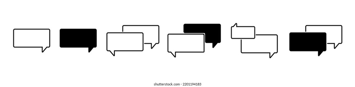 Speech Bubbles line icons set.Simple bubble chat icons.Talk bubbles.Empty speech clouds chat collection.Message box communication.Rectangular Speech balloon.