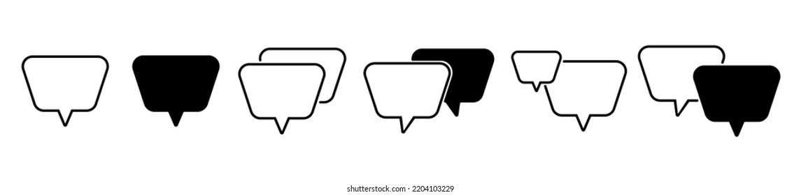 Speech Bubbles line icons set.Simple bubble chat icons.Talk bubbles.Empty speech clouds chat collection.Message box communication.Trapezoidal Speech balloon.