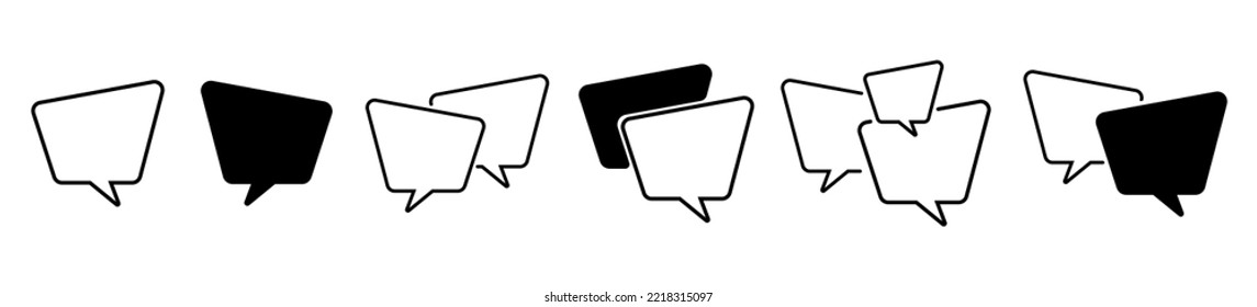 Speech Bubbles line icons set.Simple bubble chat icons.Talk bubbles.Empty speech clouds chat collection.Message box communication.Trapezoidal Speech balloon.