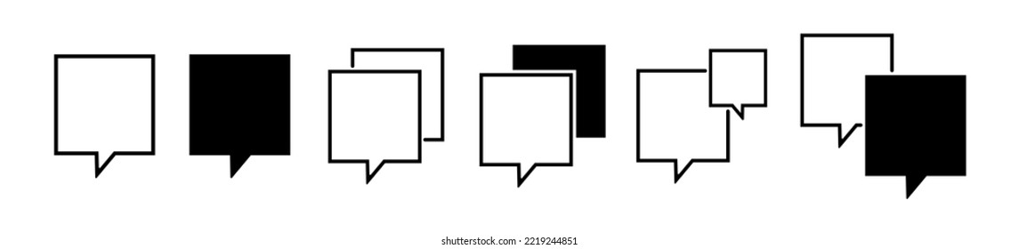 Speech Bubbles line icons set.Simple bubble chat icons.Talk bubbles.Empty speech clouds chat collection.Message box communication.Square Speech balloon.