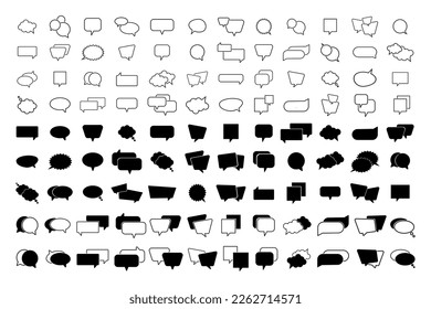 Speech Bubbles line icons set.Simple bubble chat icons.Talk bubbles.Empty speech clouds chat collection.Message box communication. Speech balloon.