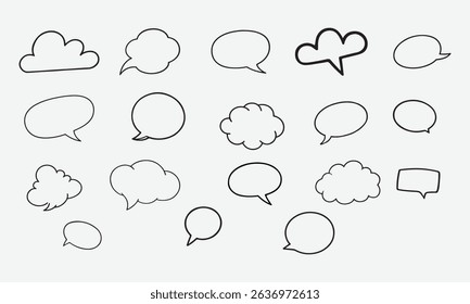 Speech Bubbles, Line Vector Style on White Background