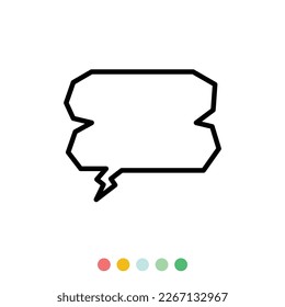 Speech bubbles linear vector element, Text balloon, Comic style, Vector icon.
