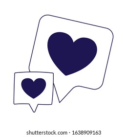 speech bubbles love hearts romantic on white backrgound vector illustration - Shutterstock ID 1638909163