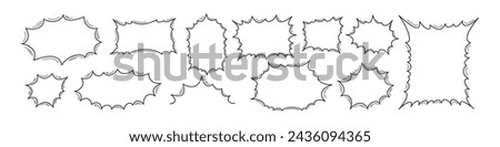 Speech bubbles in manga comic style. Black and white anime chat boxes. Templates for your text. Vector illustration.