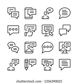 Speech bubbles and message line icons set. Modern graphic design concepts, simple outline elements collection. Vector line icons