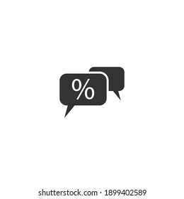 Speech bubbles, message with percent vector icon