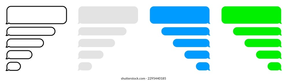 Mensaje de burbujas de voz. Burbujas de plantilla de SMS. Compositor de chat SMS.