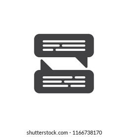 Speech bubbles messages vector icon. filled flat sign for mobile concept and web design. Discussion chat simple solid icon. Symbol, logo illustration. Pixel perfect vector graphics