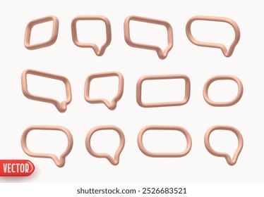Speech bubbles. Minimal set of chat dialog bubble line Icons. Realistic 3d design isolated on white background. Vector illustration
