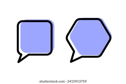Speech bubbles mockup. Flat, blue, message bubbles, speech bubble icon templates. Vector icons