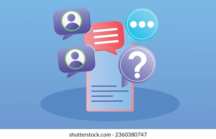 El discurso se burbuja con la notificación de nuevos mensajes en los teléfonos móviles. concepto de opinión.sobre fondo azul.Ilustración de diseño de vectores.