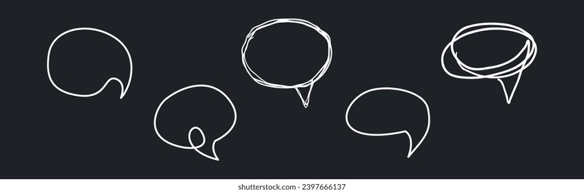 Speech Bubbles on Chalkboard as Message Cloud Vector Set