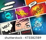 Speech Bubbles on a comic strip background with cartoon actions. vector illustration