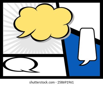 Speech Bubbles on a comic strip background