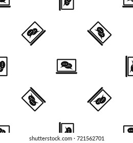 Speech bubbles on laptop screen pattern repeat seamless in black color for any design. Vector geometric illustration