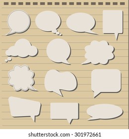 Speech bubbles on note paper background
