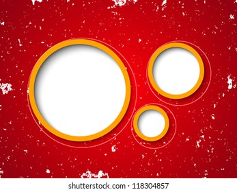 Speech bubbles on red grunge background as web design interface. Vector illustration