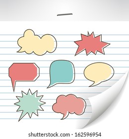 speech bubbles on the sheet of paper