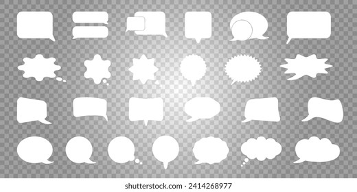 Speech Bubbles on transparent background. Speech Bubbles Icon set, message box, chatting box