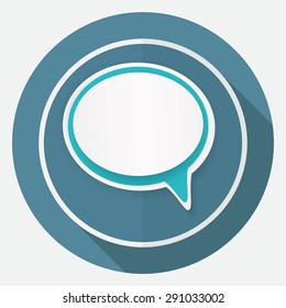 speech bubbles on white circle with a long shadow