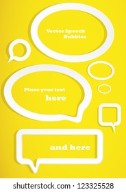 Speech bubbles on the yellow background
